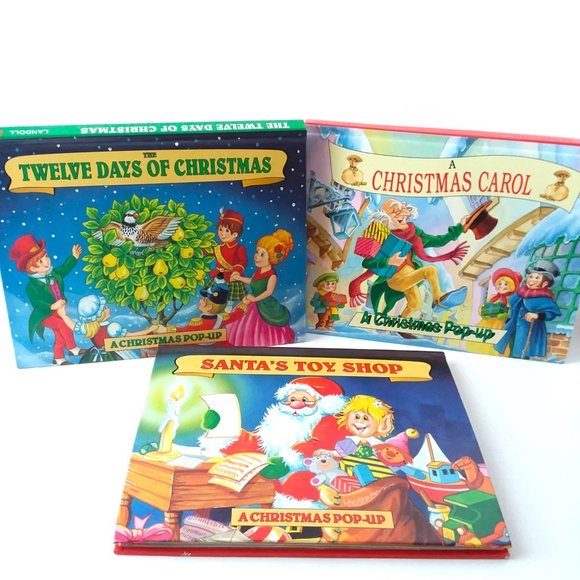 Christmas Pop up 3D Books 3 Landoll 1996 Santa Carol twelve days kids family VTG - Picture 1 of 9